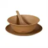 Resistente a altas temperaturas, para uso doméstico, banquetes, casamentos, talheres de casca de arroz, conjunto de talheres descartáveis, conjunto de tigela e pauzinhos descartáveis de quatro peças