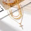 Collar con Colgante de Cruz de Moda de Lujo Ligero de Venta Caliente Transfronteriza Cadena de Suéter en Capas de Personalidad Nicho para Mujeres