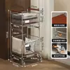 Carrito de Cesta de Lavandería Sucia Vintage de Acero Inoxidable Cesta de Almacenamiento Estante de Baño Cesto de Lavandería Sucia de Pie Cesta de Lavandería en Capas Móvil