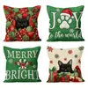 Fronha de Natal Animal Cartoon Árvore de Natal Estampa Digital Capa de Almofada para Sofá de Sala de Estar Personalizada Atacado