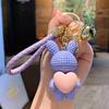 Chaveiro de Coelho de Pelúcia Tecido Resina Desenho Animado Amor Pingente de Casal Acessórios Enfeites Feitos à Mão Porta-Chaves