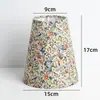Pantalla de Lino Plisado Pastoral Floral Retro para Lámpara de Piso Colgante de Mesita de Noche de Dormitorio Hotel Accesorios