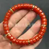 Alternativa asequible a la Ágata Roja del Sur, pulsera de cuentas estilo vintage de corte recto, pulsera rojo caqui, pulsera de cuentas redondas de jade similar al cuarzo al por mayor