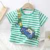 Camiseta Infantil de Manga Curta Algodão Puro Verão Novo Estilo 2026 Roupas para Bebê Menino Desenho Animado Meninas Estilo Coreano Peça Única Roupas Infantis