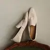 Mocasines de Cuero Genuino Estilo Británico Color Blanco Crudo para Mujer Tacón Bajo Suela Plana Slip-On Zapatos Pequeños de Cuero Versátiles Corte Profundo Zapatos Individuales Cómodos