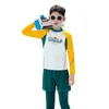 Traje de Baño Infantil Conjunto de Dos Piezas para Niños Manga Larga Pantalón Largo Protección Solar Bloqueo de Color para Niños Mayores Vacaciones Verano Traje de Baño Infantil