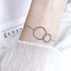 Pulsera de Plata de Ley S925 de Doble Anillo Geométrico Minimalista Coreano INS Personalidad Temperamento Joyería de Pulsera de Doble Anillo para Mujer