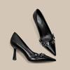 Elegantes y Impresionantes Zapatos de Tacón Alto para Mujer, Novedad Primavera 2026 Estilo Francés Zapatos de Salón Stiletto Negros de Punta Fina para Combinar con Faldas