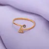 Anel Simples de Moda Transfronteiriço Dedo Indicador Anel de Aço Inoxidável Anel com Letra de Diamante Anel de Cauda Inglês Personalizado Feminino