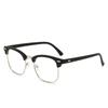 Óculos Ovais de Meia Armação Miding Podem Ser Equipados com Lentes de Grau, Óculos Lisos Fashionáveis de Alta Definição com Bloqueio de Luz Azul