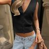 Kaikuo Transfronterizo Europeo y Americano Casual Vacaciones Color Sólido Botones Camiseta Chaleco Ropa de Mujer 2026 Primavera/Verano Sitio Independiente de Amazon