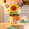 Regalo del Día del Maestro 2026: Ramo de Girasoles Tejido a Mano con Portalápices Rojo para Maestros de Jardín de Infancia y Escuela Primaria