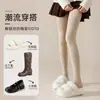 Meias Grossas de Lã para Mulheres no Outono e Inverno, Meias à Prova de Frio e Quentes, Meias Plush de Inverno para Dormir, Meias Quentes de Cashmere de Cano Alto