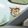 Mochila Espelho Retrovisor de Animal de Estimação Fofo Chaveiro de Páscoa em Acrílico Pingente Encanto Coelho em uma Xícara Pingente de Decoração com Duas Orelhas