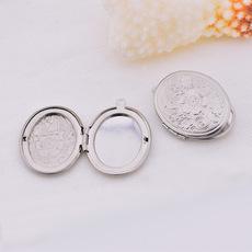 不锈钢复古椭圆形相盒diy项链可打开 时尚流行香薰吊坠挂件照片盒