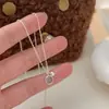 Versión Coreana del Collar de Plata de Ley S925 con Piedra Ojo de Gato Geométrico para Mujer, Elegante y de Lujo Ligero, Cadena de Clavícula Fresca y Delicada