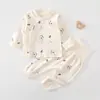 Roupas de bebê para primavera e outono, conjunto dividido para recém-nascidos, blusa e calça de outono 100% algodão, Classe A, para meninos e meninas de 0 a 3 anos, roupas de outono, justo ao corpo