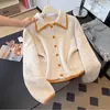 Suéter de Bloques de Color Versátil Estilo Coreano Solapa Otoño Invierno Nuevo Holgado Chic Nicho Tejidos Cardigan Estilo Universitario Moderno
