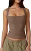 2025 Roupas Europeias e Americanas Amazon Estilo de Rua Sexy Fashion Gola Quadrada Básica Slim Sem Mangas Colete Blusa Feminina para Usar por Baixo