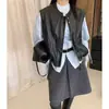 Chaleco negro de cuero proteico estilo coreano para mujer, nuevo modelo 2026, chaleco sin mangas moderno y elegante con cremallera para primavera y otoño