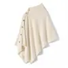Xale de Lã Assimétrico para Mulheres com Fivela Diagonal, Estilo Único e de Nicho, Estilo Relaxado, Peça de Roupa Versátil para Outono e Inverno, Cachecol Quente