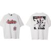 Camiseta de Verão Manga Curta Vintage Lavada com Estampa Crackle de Personagem Animado Saint Xxx Stb para Homens e Mulheres