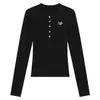Roupa Masculina Estilo Americano Garota Apimentada Simples Bordada com Letras Manga Longa de Ombro Normal Camiseta para Mulheres, Primavera e Outono Slim Fit Camisa Básica