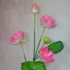Flor de Loto Artificial de 120 cm con 7 Ramas y 4 Cabezas, Loto Falso para Ofrenda en Templos Budistas, Flor de Seda para Decoración de Jardín Acuático
