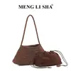 Bolsa de Gamuza Tejida a Mano de Procesamiento OEM de Fábrica Original Bolso de Cesta de Hombro Único para la Axila Bolso Tote de Mano para Madre e Hija