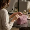Bolsa de Maquiagem de Veludo Popular para Mulheres, Grande Capacidade, Portátil, Bolsa de Armazenamento Estilosa, Bolsa de Maquiagem Portátil para Viagem Transfronteiriça