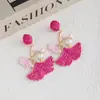 Brincos de Folha Estilo Férias Exagerado Europeu e Americano Brincos Personalizados Tecidos de Ráfia Brincos Transfronteiriços Doce Temperamento