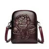 2026 Nova Bolsa Transversal de Couro Macio com Estampa de Rosa Vintage para Mulheres, Bolsa Quadrada Pequena Versátil para o Dia a Dia, Bolsa de Mãe, Bolsa de Ombro