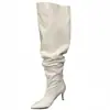 Botas altas de tacón grueso de moda para chica, estilo europeo y americano adelgazante, botas largas negras para mujer, botas altas hasta la rodilla de punta