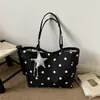 Bolsa de Lona Fofa com Bolinhas 2026 Verão Casual Estilo Coreano Ins Bolsa de Ombro para o Dia a Dia Bolsa Tote de Grande Capacidade