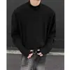 Nova camisa básica térmica de fleece dupla face para primavera e outono com gola alta, camiseta de manga longa com gola média, camada interna quente para o outono