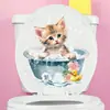 Br1263C Baño de Gatito Lindo Dibujo Animado Adhesivo de Pared Autoadhesivo Baño Inodoro WC Pegatina Decorativa Impermeable y a Prueba de Humedad