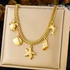 [Série Oceano] Nova Moda Estilo Oceano Aço Inoxidável Banhado a Ouro Clavícula Concha Estrela-do-Mar Pingente Colar Atacado