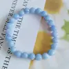 Pulsera de Piedra Ojo de Gato de 8 mm con Diseño Bicolor Graduado Transparente Hielo, Pulsera de Piedra Shoushan con Cuentas de Vidrio, Joyería Suave que se Envuelve Alrededor del Dedo