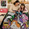 Manta Criativa para Colorir DIY Grafite Desenho em Linha Preto e Branco Manta Pintada à Mão Lazer Doméstico Manta Multifuncional para Soneca Venda por Atacado