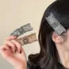 Pinza de Garra para Cola de Caballo Alta de Tela Vintage con Lazo de Tweed Inspirado en Chanel y Clip Banana de Pedrería Cuadrada Peine de Pinza Bb a la Moda