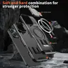 Adecuado para funda de teléfono magnética Iphone16Pm, Cubierta anticaídas dos en uno de grado militar con cubierta de espejo y soporte, Cobertura total para Apple 17