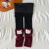 Leggings Novos para Meninas com Forro de Fleece para Outono e Inverno, Roupa Externa, Meias-Calças de Fleece Grossas Inteiriças com Desenhos Animados, Calças Longas Quentes Infantis de Retalhos