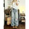 Calça jeans comprida reta e larga bordada com gatinha Kitty de desenho animado ChaoLi Youhuo para mulheres, novidade de verão 2026