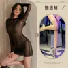Lencería Sexy con Malla Transparente, Vestido Camisón Sexy de Manga Larga de una Sola Capa, Camisón Seductor Bodycon, Tallas Grandes