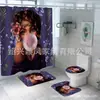 Cortina de Ducha Serie Cabeza de Mujer Morada, Múltiples Diseños Florales, Juego de Tres Piezas para Baño Impreso Digitalmente, Juego de Cuatro Piezas, Gran Cantidad, Excelente Precio