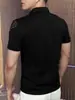Nueva Camisa Polo de Verano Europea de Manga Corta con Bordado y Pedrería, Camiseta de Media Manga Estilo Coreano con Cuello Campana y Diseño de Cabeza de León para Hombre