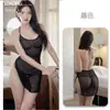 Lingerie Sexy Qianai, Camisola Sexy e Brilhante para Boate Quente e Tentadora com Costas Abertas, Uniforme Transparente, Pijama Sem Tirar 549
