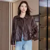 Chaqueta de Cuero para Motocicleta Estilo Nuevo Primavera y Otoño 2026 Abrigo Corto Versátil Casual Chaqueta Corta de Piel de Oveja para Mujer
