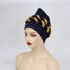 Nuevo Sombrero Transfronterizo con Diseño Espacial, Pedrería Dorada, Sombrero con Pañuelo Trenzado, Sombrero para el Cabello Étnico Africano, Sombrero Turbante