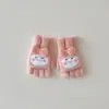 Guantes Infantiles Coreanos Yipan Otoño e Invierno Estilo Nuevo Conejito Cubierta Flip de Medio Dedo Guantes Cálidos y Lindos para Niñas Bebé